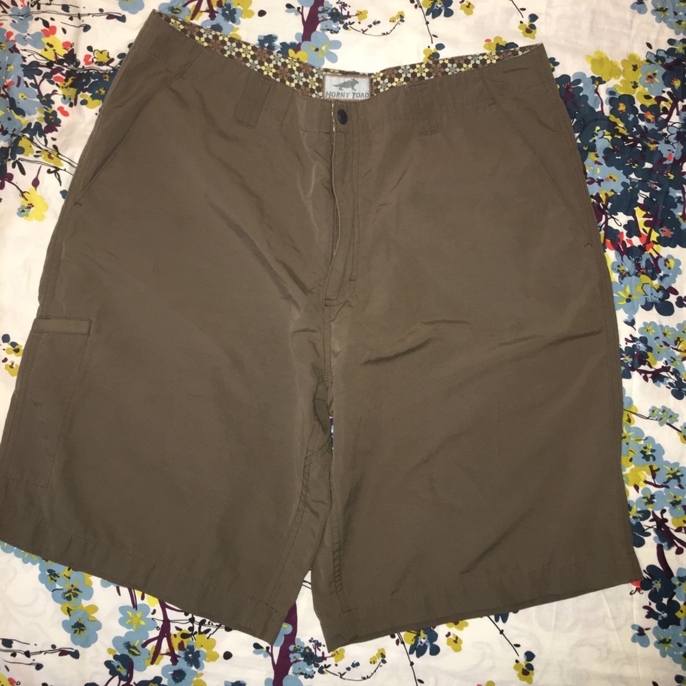 Horny Toad quick dry olive green hiking shorts 34